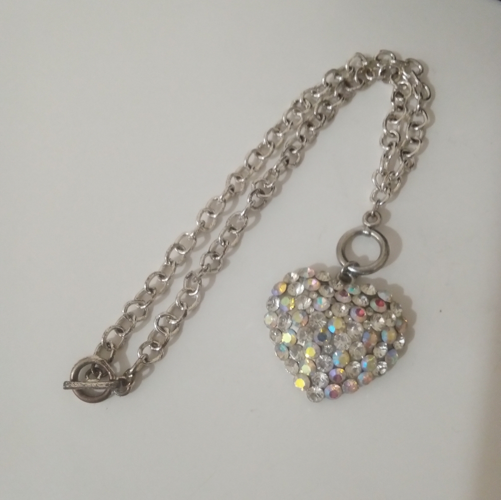 Y2K Chunky Chain And Rhinestone Heart Necklace